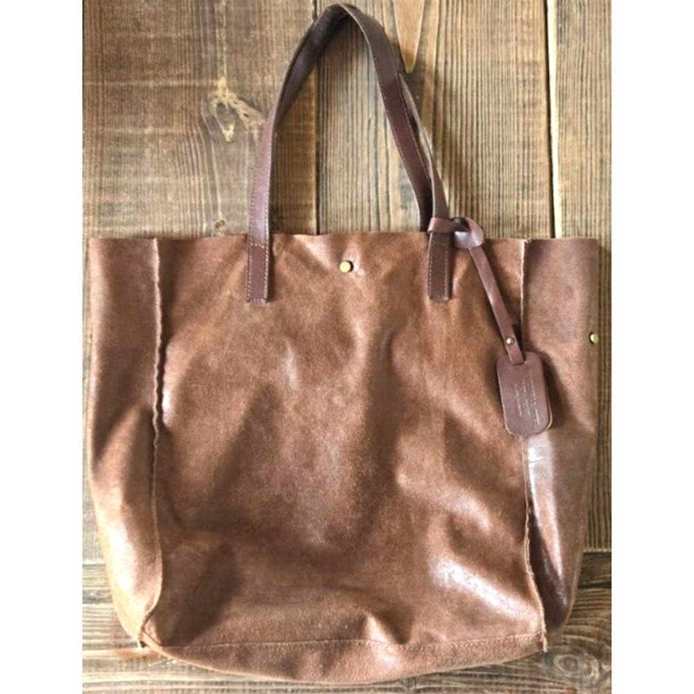Vera Pelle Brown Suede‎ Tote Handbag Chestnut Carryall Leather Purse Italy Boho
